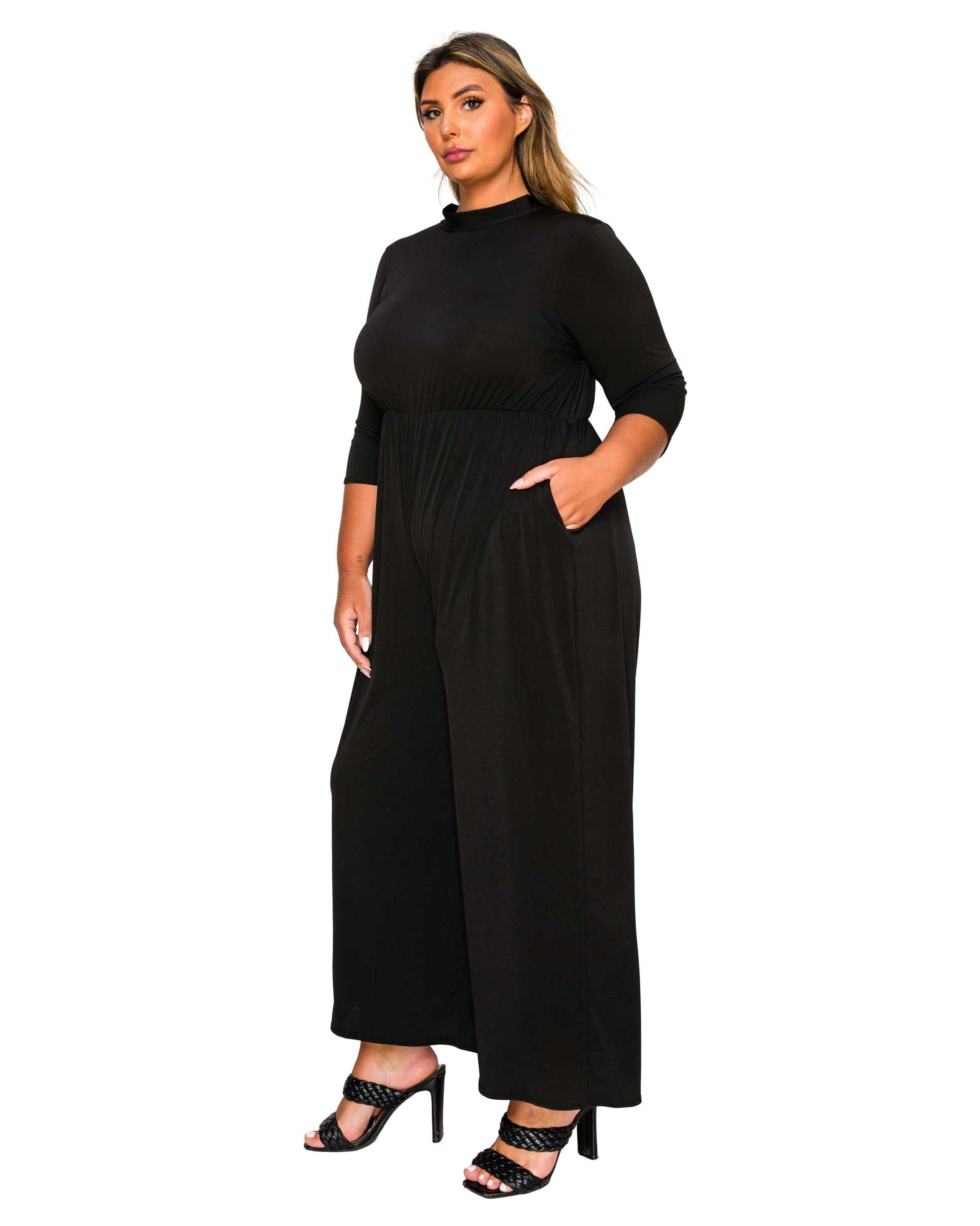 Summer Wide Leg Pocket Jumpsuit, Black / Black, alternate image number 1
