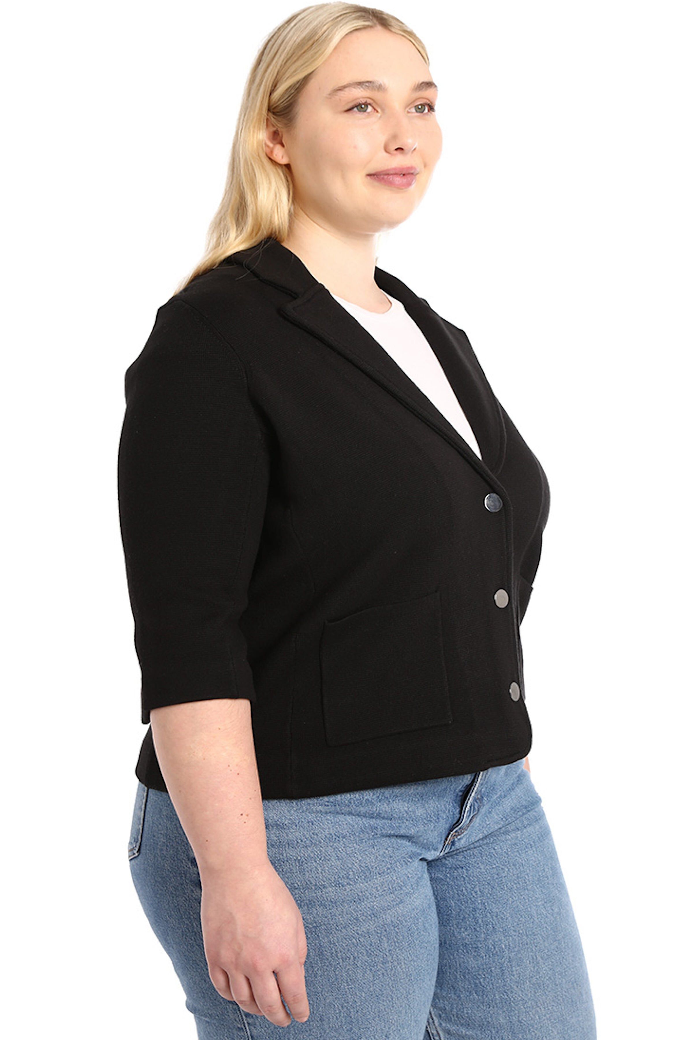 Cotton blend shrunken blazer, Black / Black, alternate image number 1