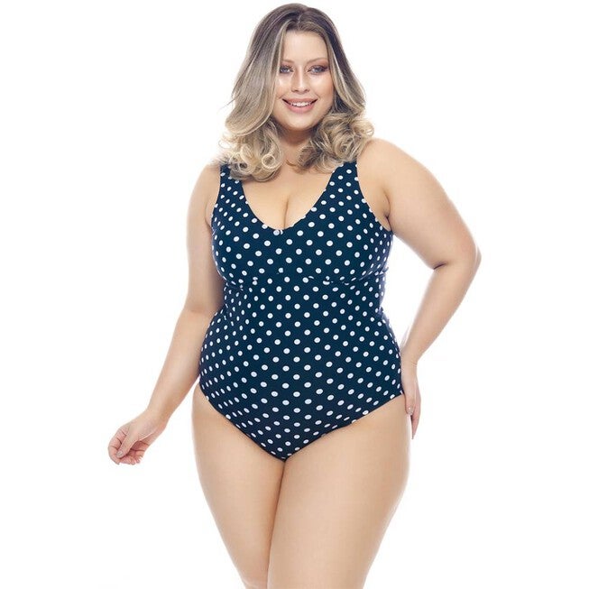 Classic Polka Dots Swimsuit, Blue / Navy, hi-res image number null