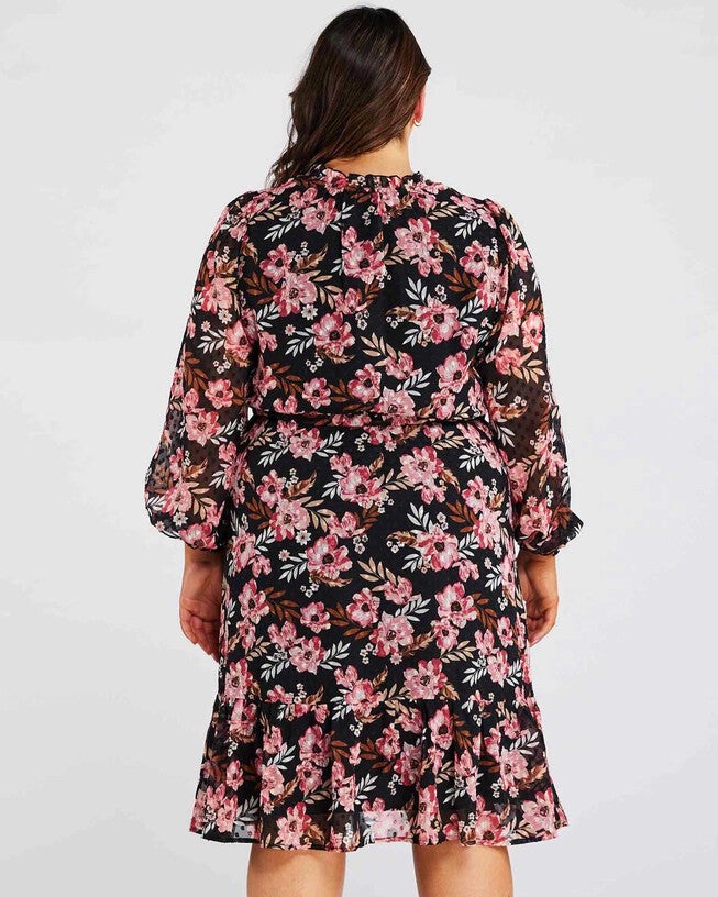 Woodland Floral Textured Mini Dress, , alternate image number null