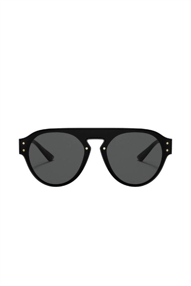 AVIATOR PLASTIC SUNGLASSES WITH GREY LENS IN BLACK, Black / Black, hi-res image number 0