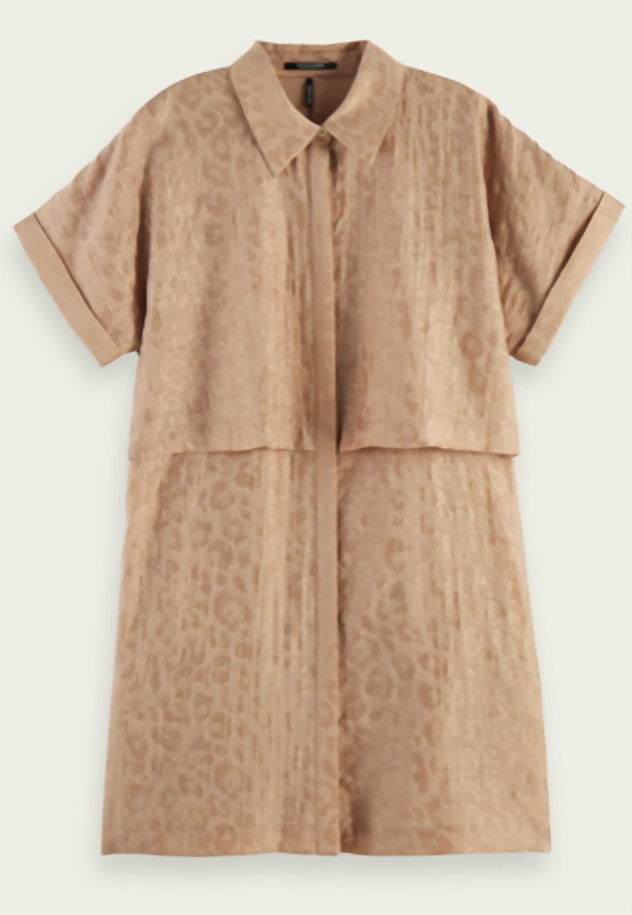 ANIMAL JACQUARD SHIRT DRESS IN BEIGE, , alternate image number 9