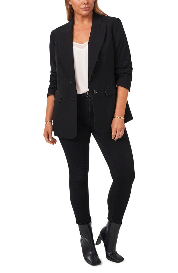 RUCHED SLV CREPE BLAZER, , alternate image number null