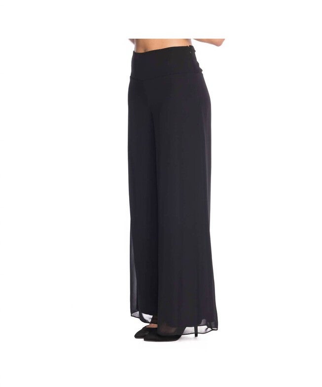 CHIFFON WIDE LEG PANT IN BLACK, Black / Black, alternate image number null