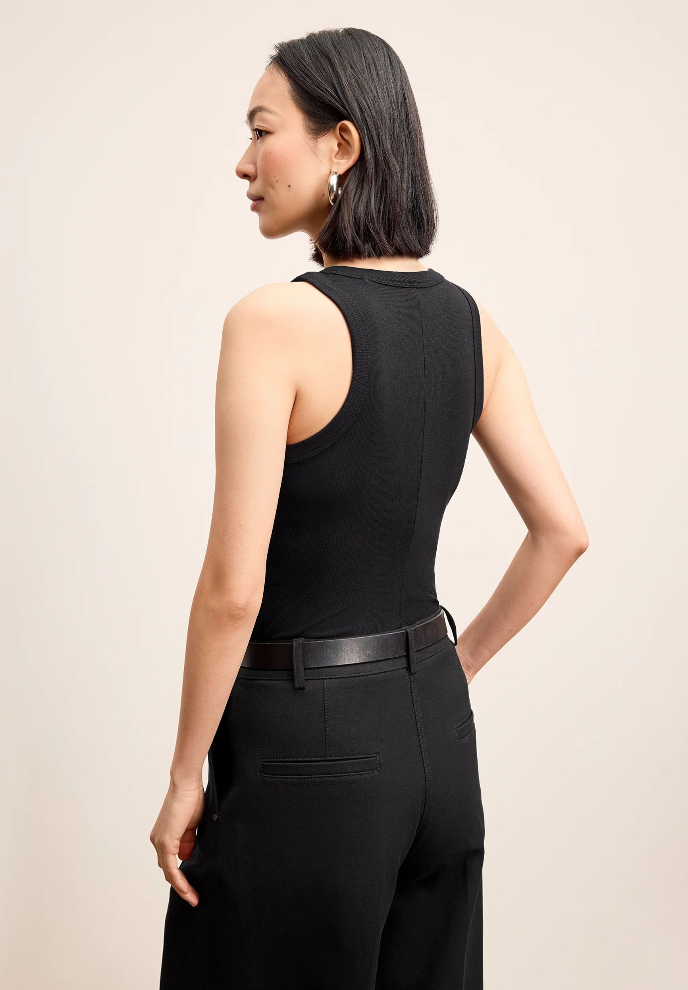 Aubry Layering Tank - Organic Ribbed Pima Cotton, Black / Black, alternate image number 2