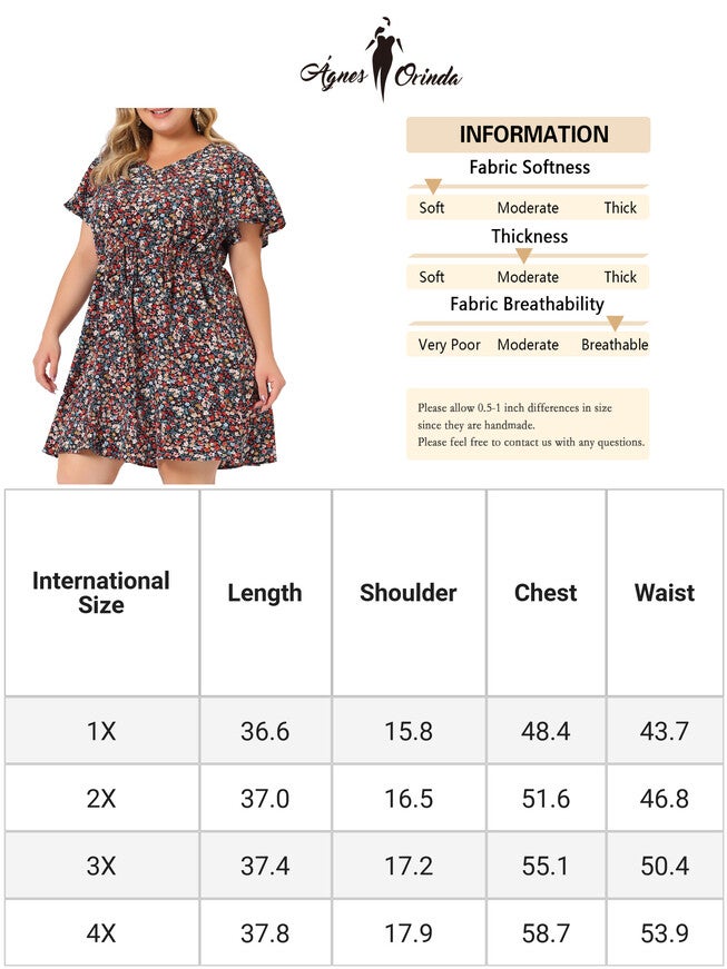 Floral Drawstring Waist V Neck Dress, Black Red / Black, alternate image number 4
