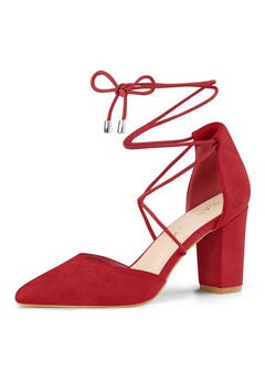 Red Block Heel Pumps