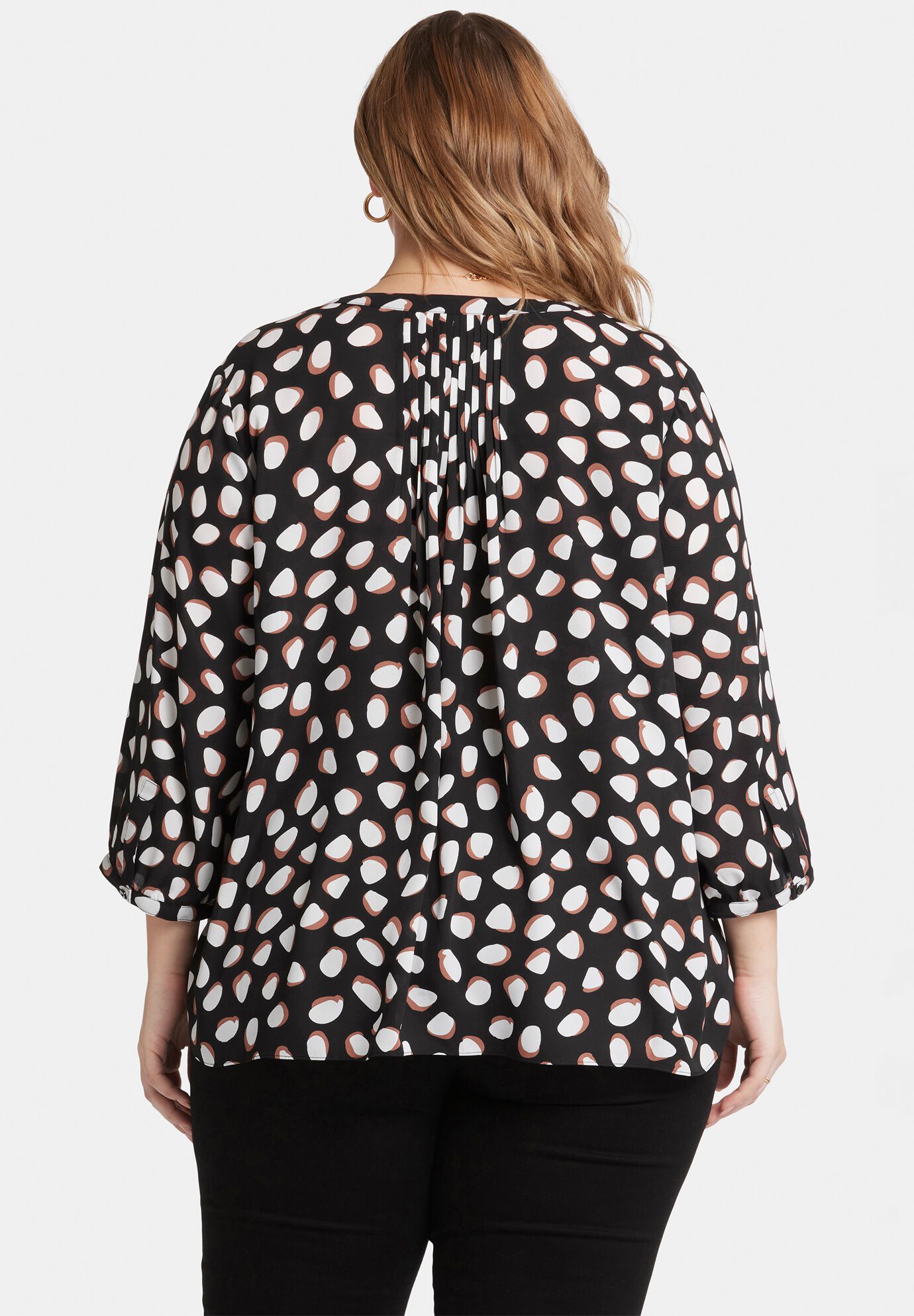 Pintuck Blouse, Matilda Dot / Black, alternate image number 1