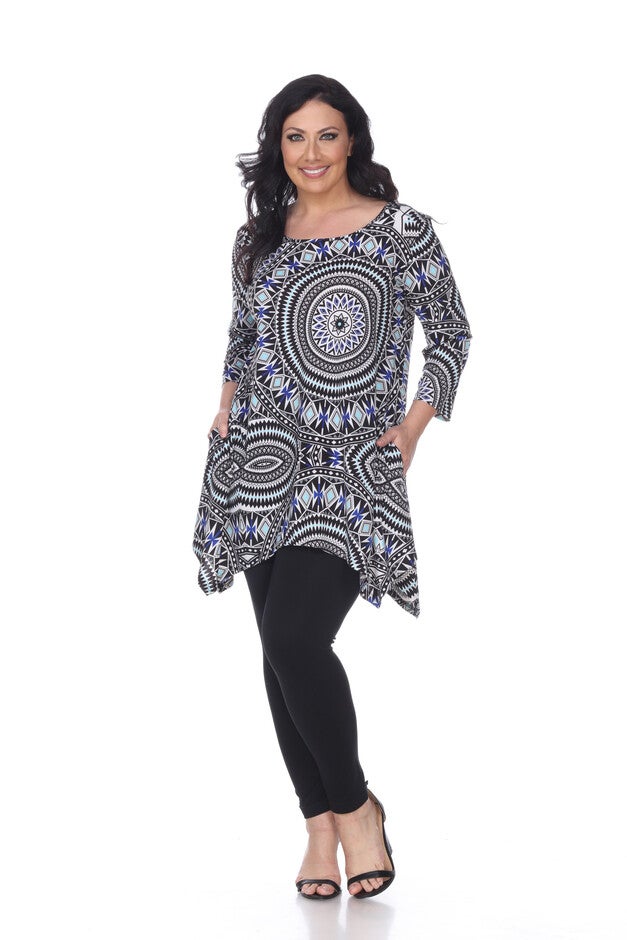 Maji Geo Tunic Top, Blue Geo / Dusty Blue, alternate image number null