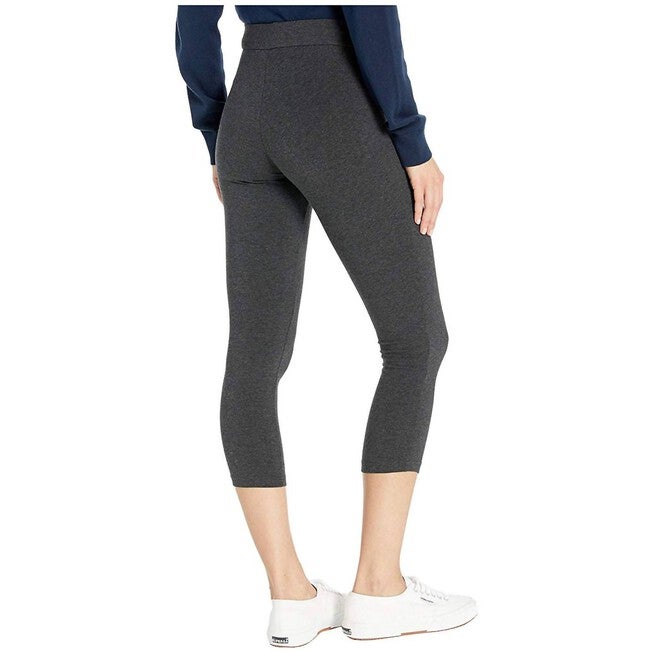 Women'S Wide Waistband Blackout Cotton Capri Legging in Graphite Heather, , alternate image number null