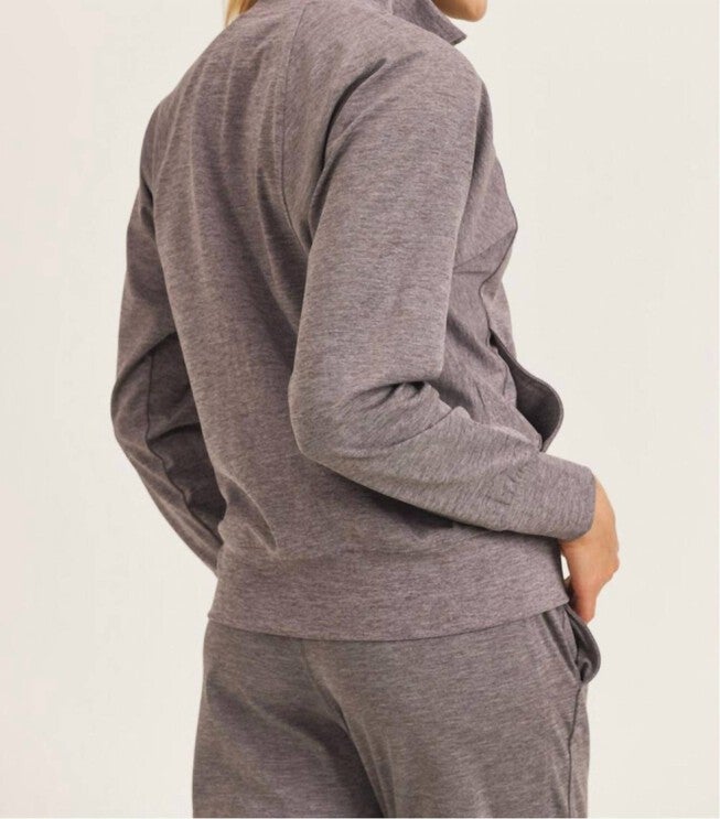 RAGLAN DOLMAN SLEEVES SIDE PANELED JACKET IN PEPPERCORN, , alternate image number null