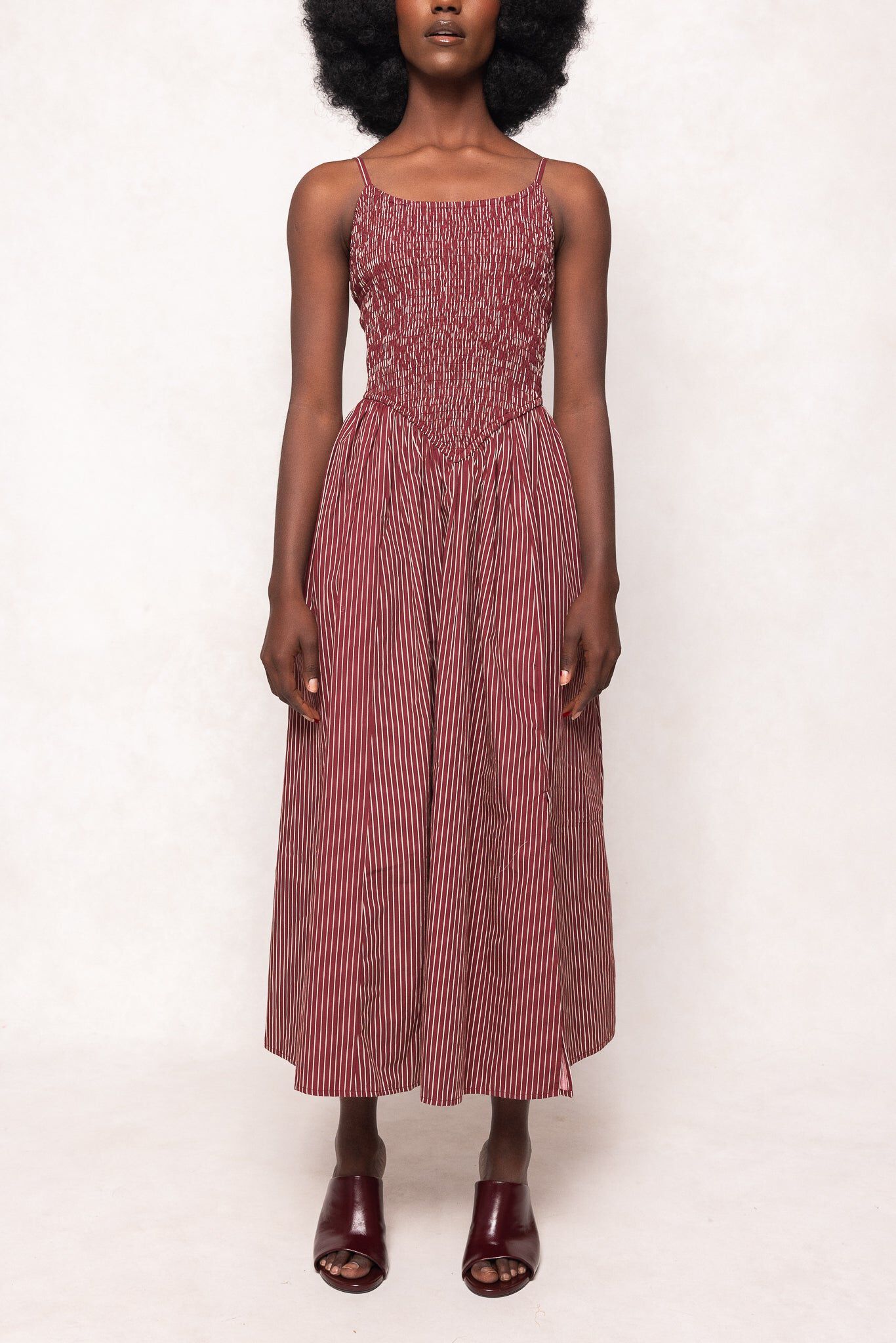 Maxwell Dress, Burgundy Pinstripe / Burgundy, alternate image number 1