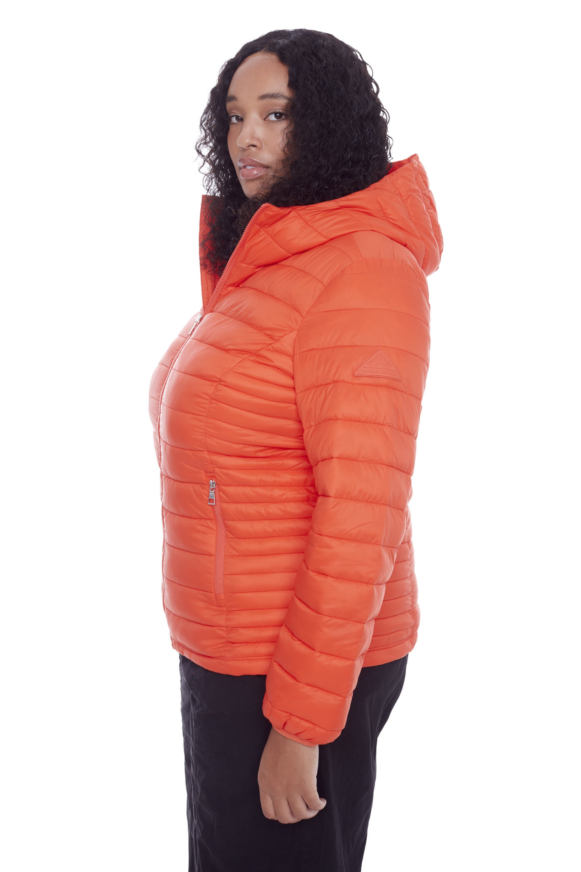 Women&#39;s Plus Size - YOHO | Vegan Down Lightweight Packable Puffer Jacket & Bag, Tangerine / Orange, alternate image number 2