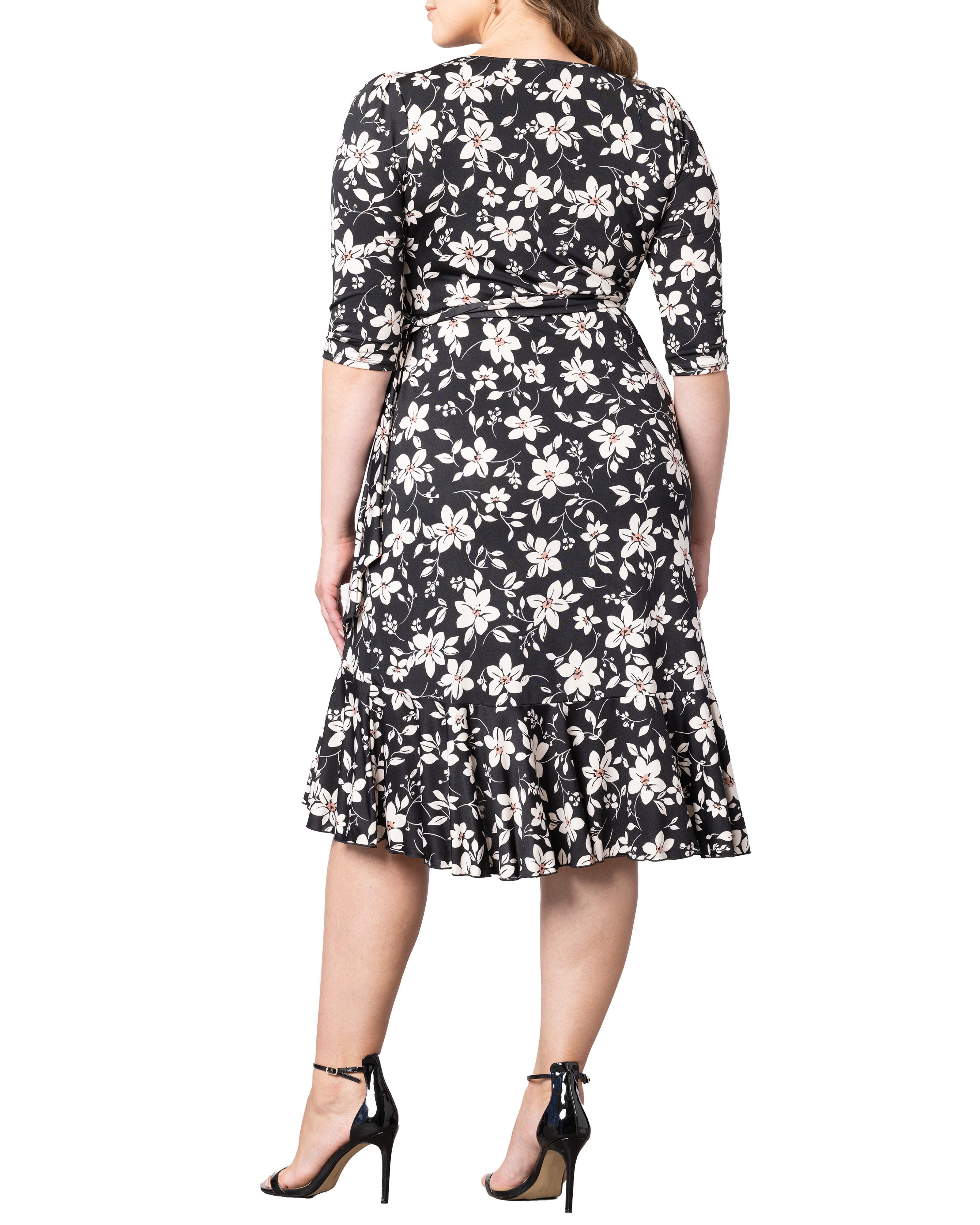 Flirty Flounce Wrap Dress, MIDNIGHT PETALS / Black, alternate image number 2