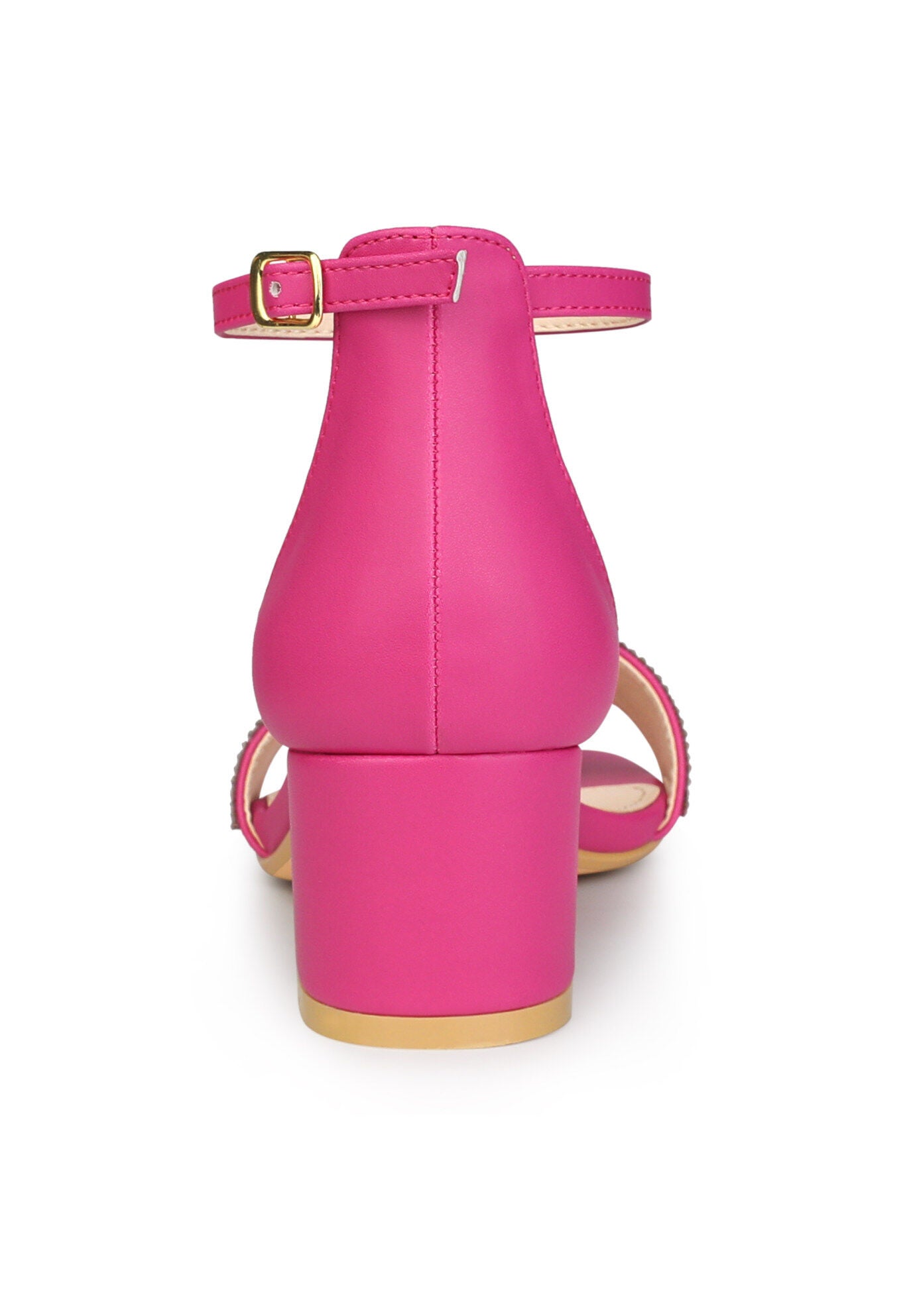 Rhinestone Sparkly Chunky Heels Sandals, Hot Pink / Deep Fuchsia, alternate image number 2