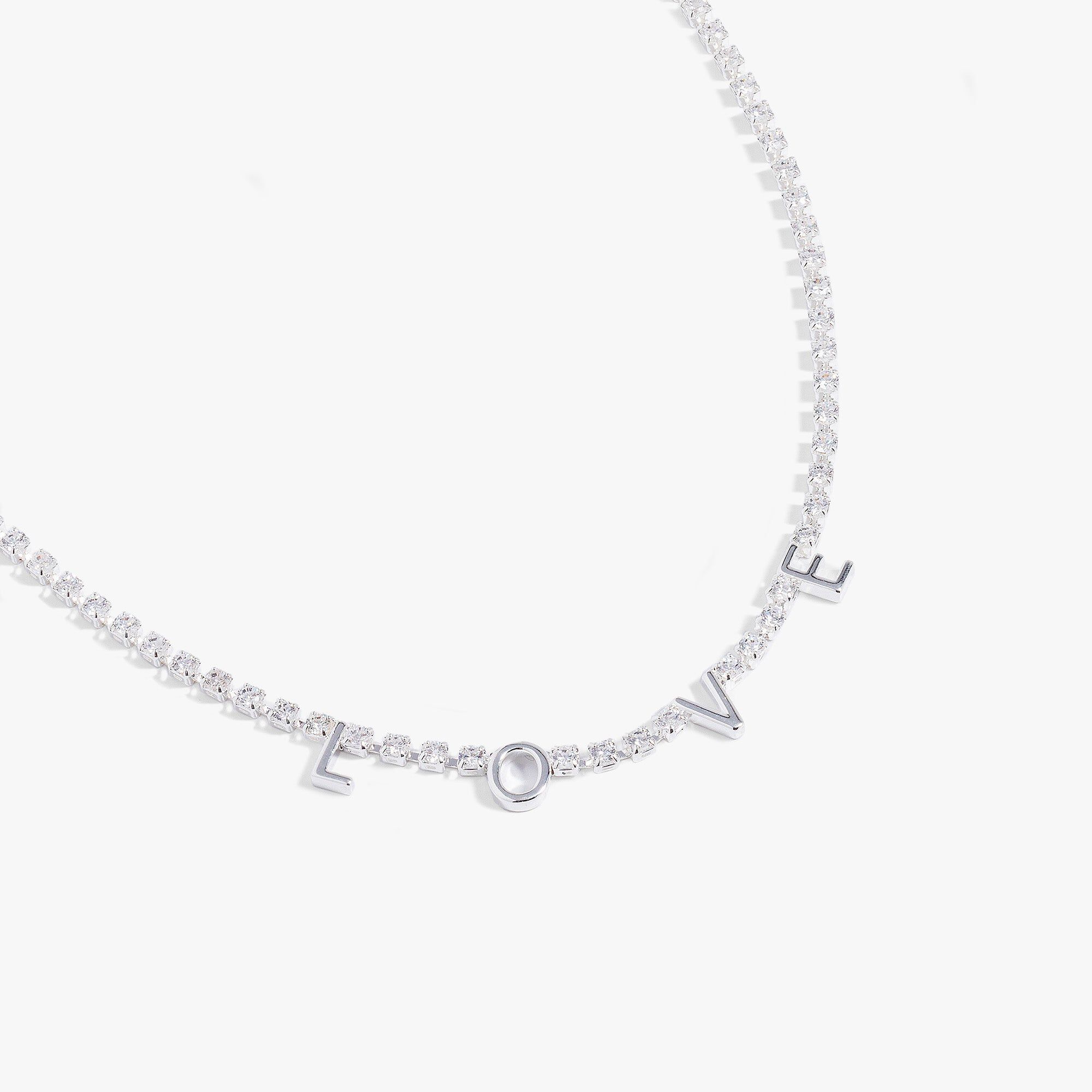 &quot;Love&quot; Crystal Tennis Necklace, Silver / Silver, alternate image number 1