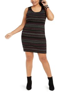 Derek Heart Trendy Plus Size Striped Bodycon Dress Black Size 2 Extra Large