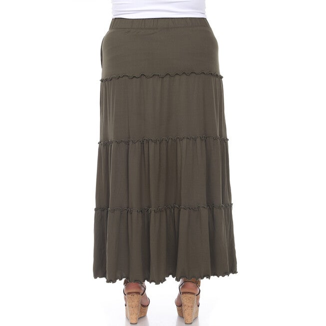 Tiered Maxi Skirt, Olive / Olive Green, alternate image number 2