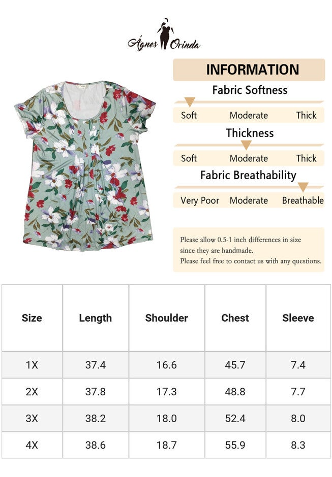 Short Sleeves Pleated Summer Beach Casual Loose Floral Dress, Green / Light Green, alternate image number 4