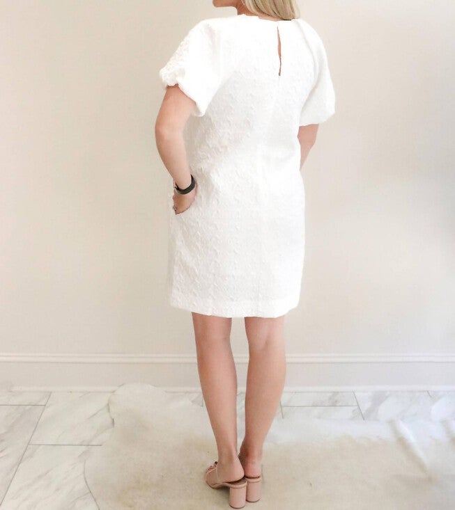 PUFF SLEEVE CHEMISE DRESS IN WHITE, White / White, alternate image number null