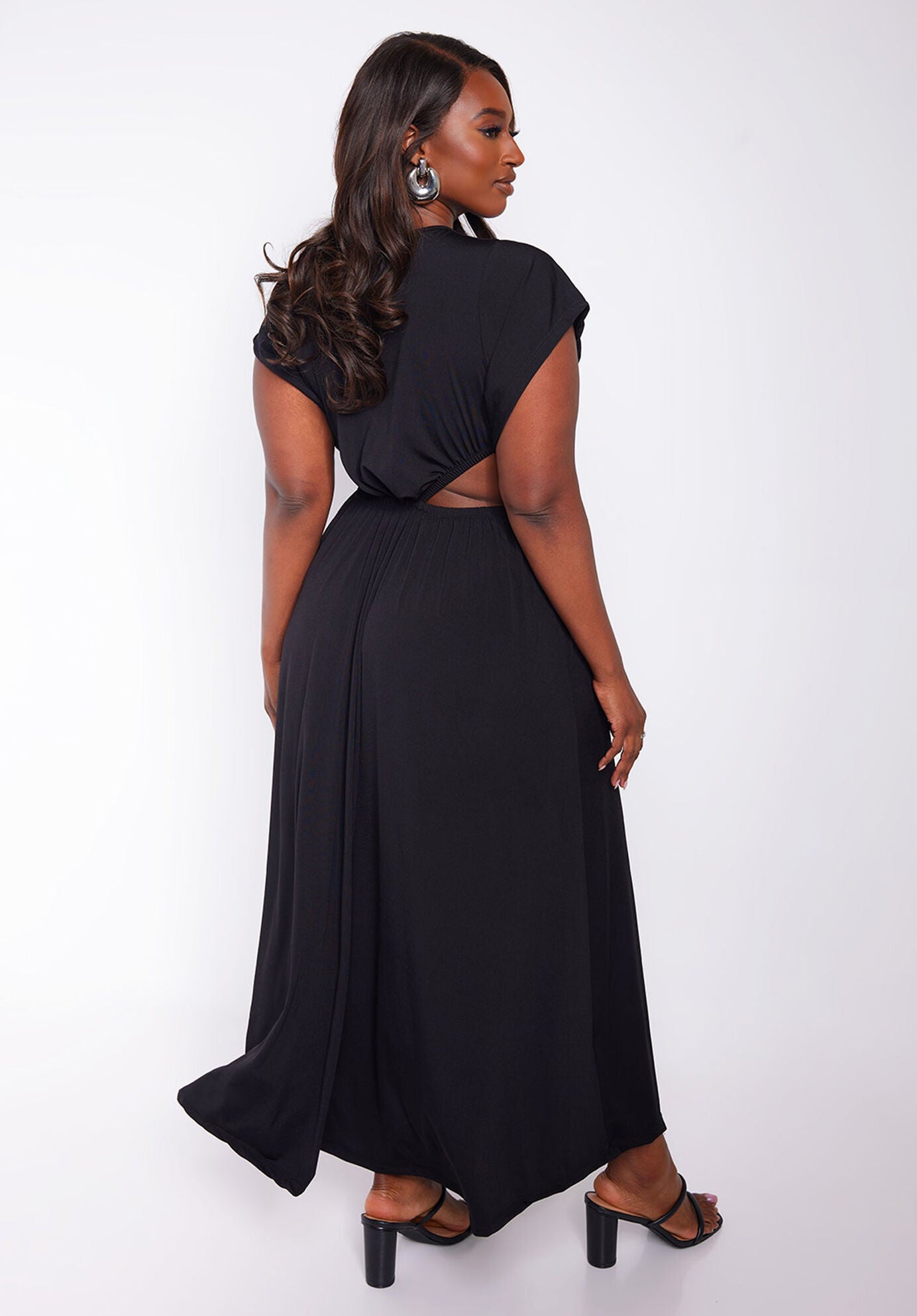 Sydney Cut Out Maxi A Line Dress, Black / Black, alternate image number 3