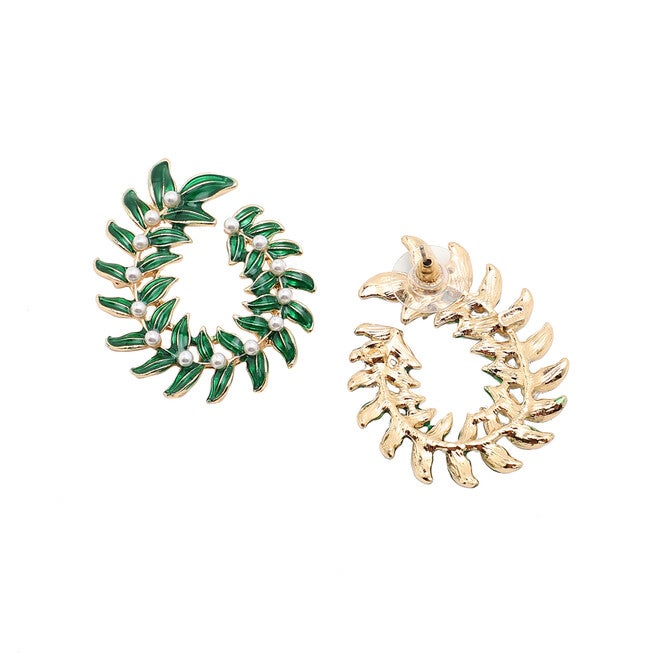 SOHI Women Green Drop Earrings, Green / Forest Green, alternate image number null