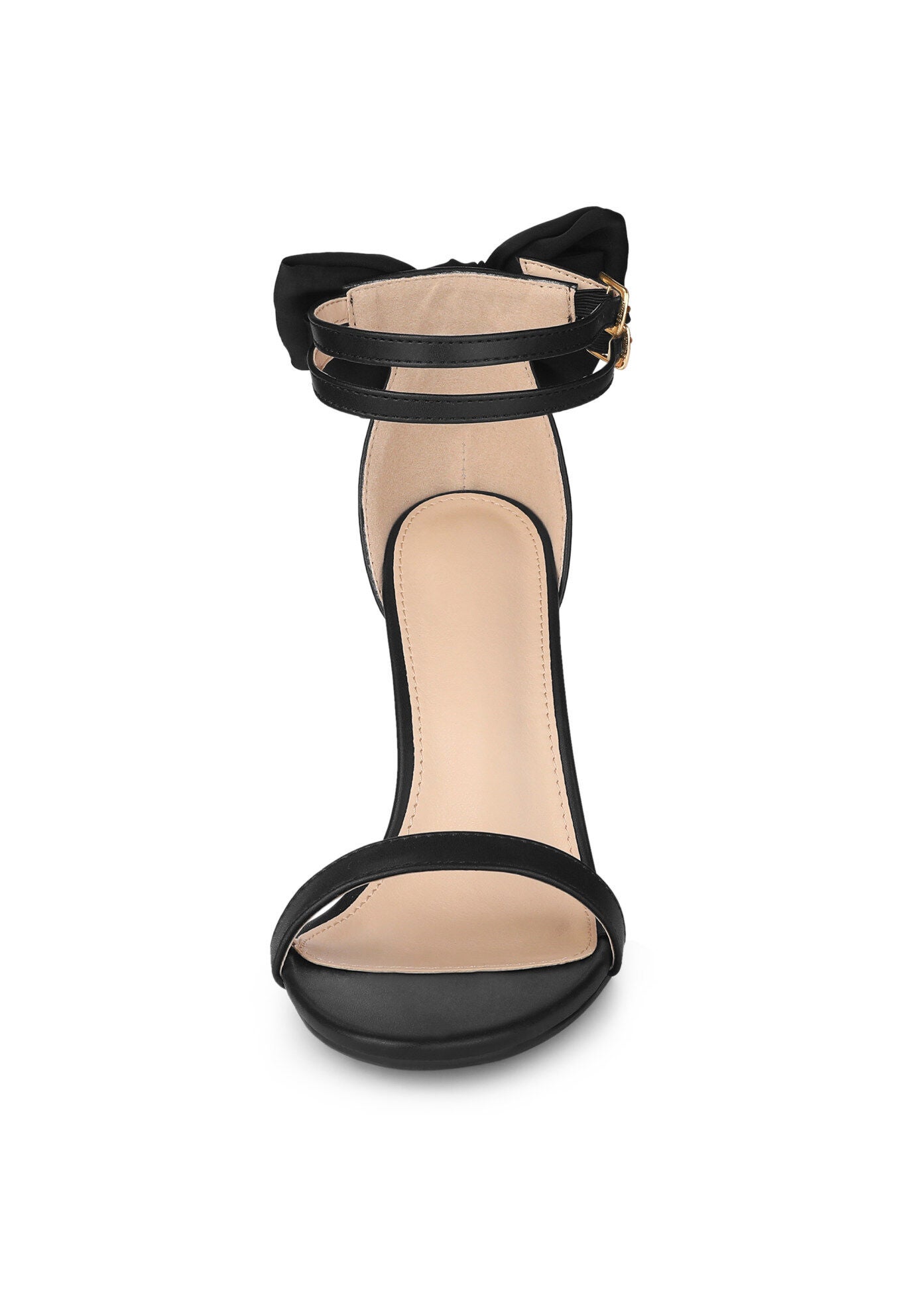 Bow Back Open Toe Stiletto Heel Sandals, Black / Black, alternate image number 2