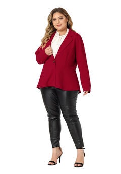 RUFFLE V NECK BUTTON NOTCH PANEL PEPLUM BLAZER