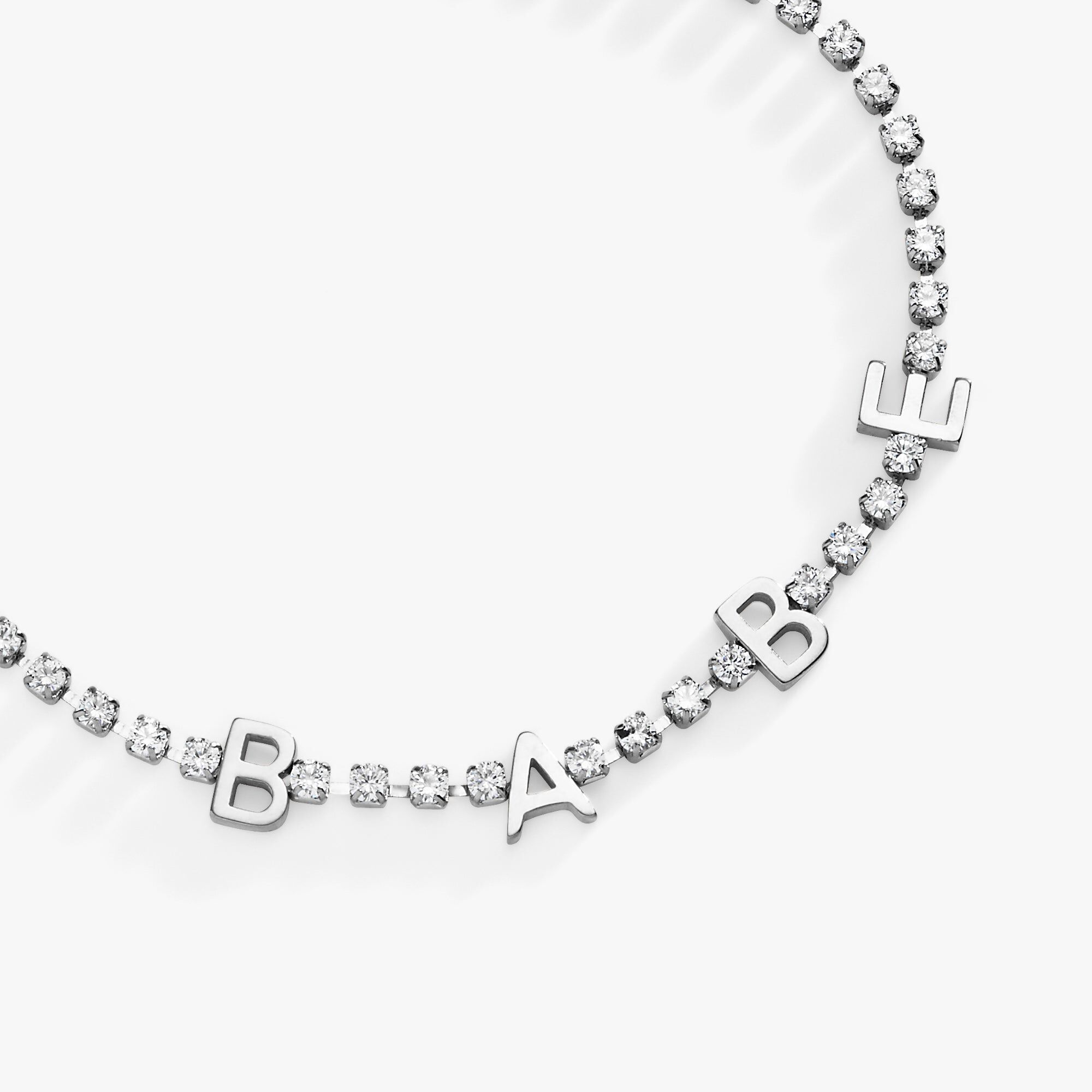 &quot;Babe&quot; Crystal Tennis Bracelet, Silver / Silver, alternate image number 1