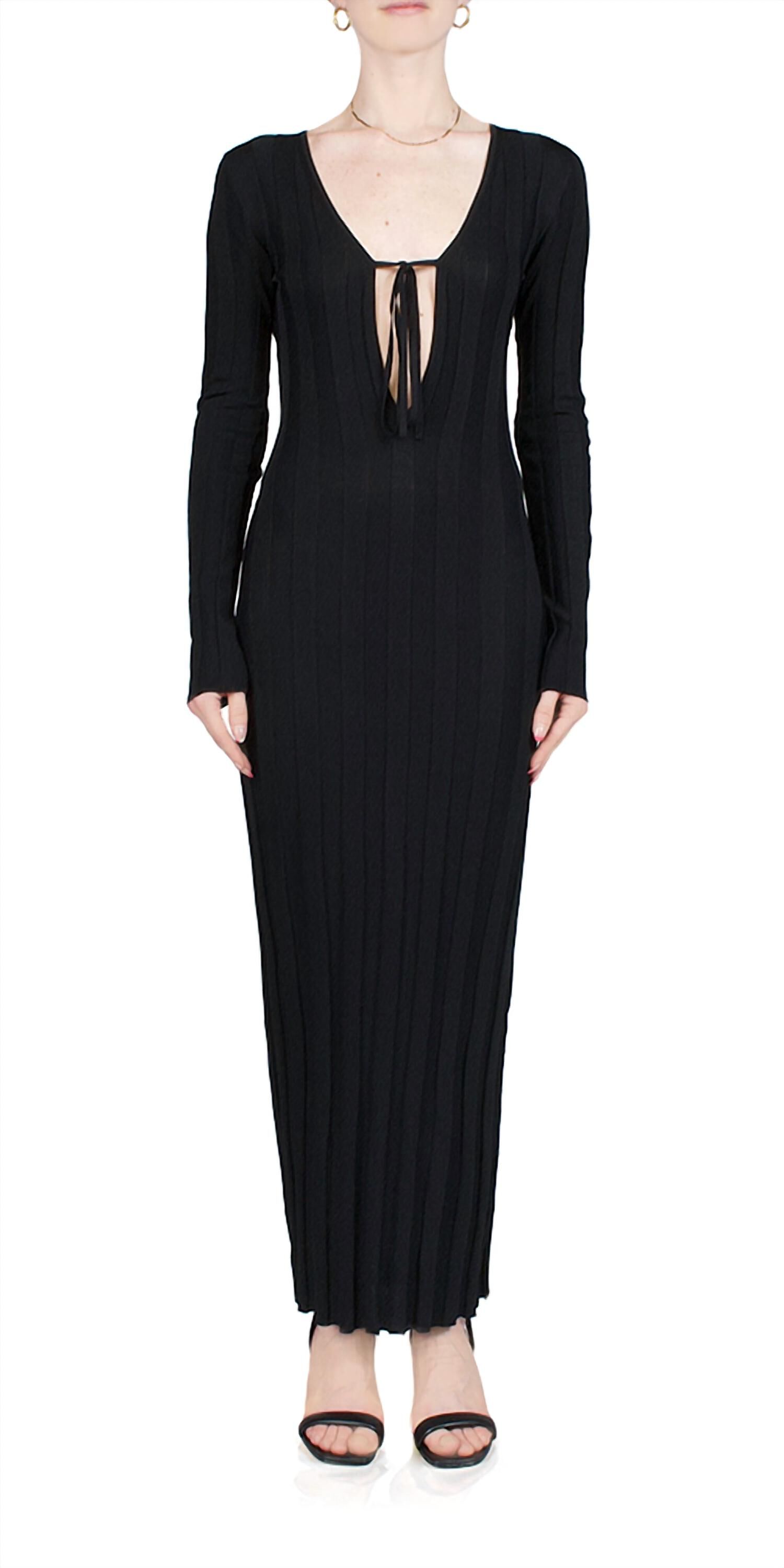 LIAISON KNIT KEYHOLE MAXI DRESS IN BLACK, Black / Black, hi-res image number 0