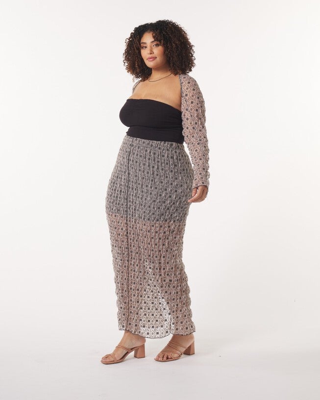 India Maxi Skirt in Lace Mesh, Lace Mesh / Black, alternate image number 4