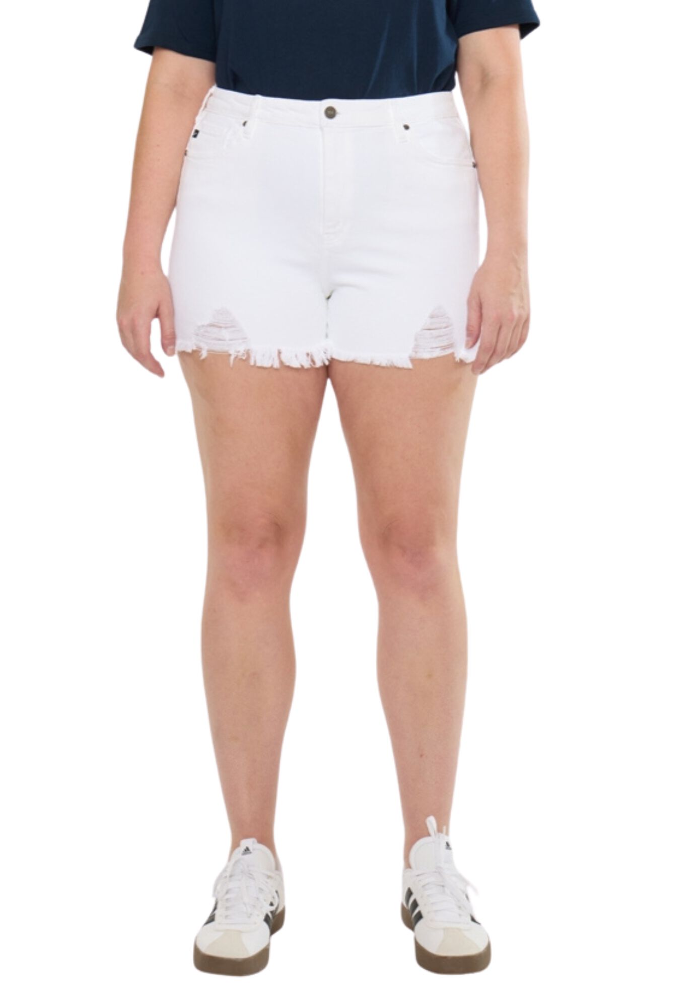 Cleo High Rise Shorts (Plus Size), White / White, alternate image number 1