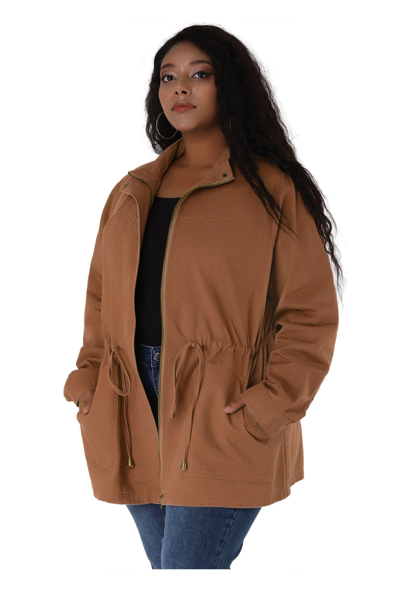 LIGHTWEIGHT ANORAK DRAWSTRING UTILITY JACKET, Brick Red / Red, alternate image number 3