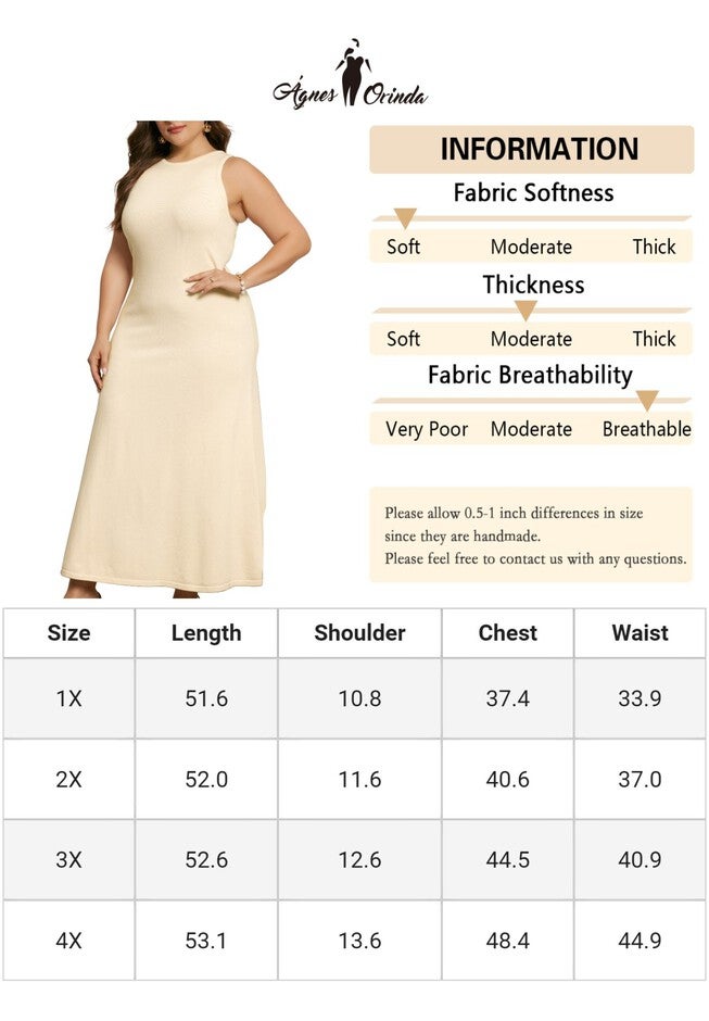 Crewneck Sleeveless Knit Casual Sweater Tank Dress, Apricot / Cream, alternate image number 4