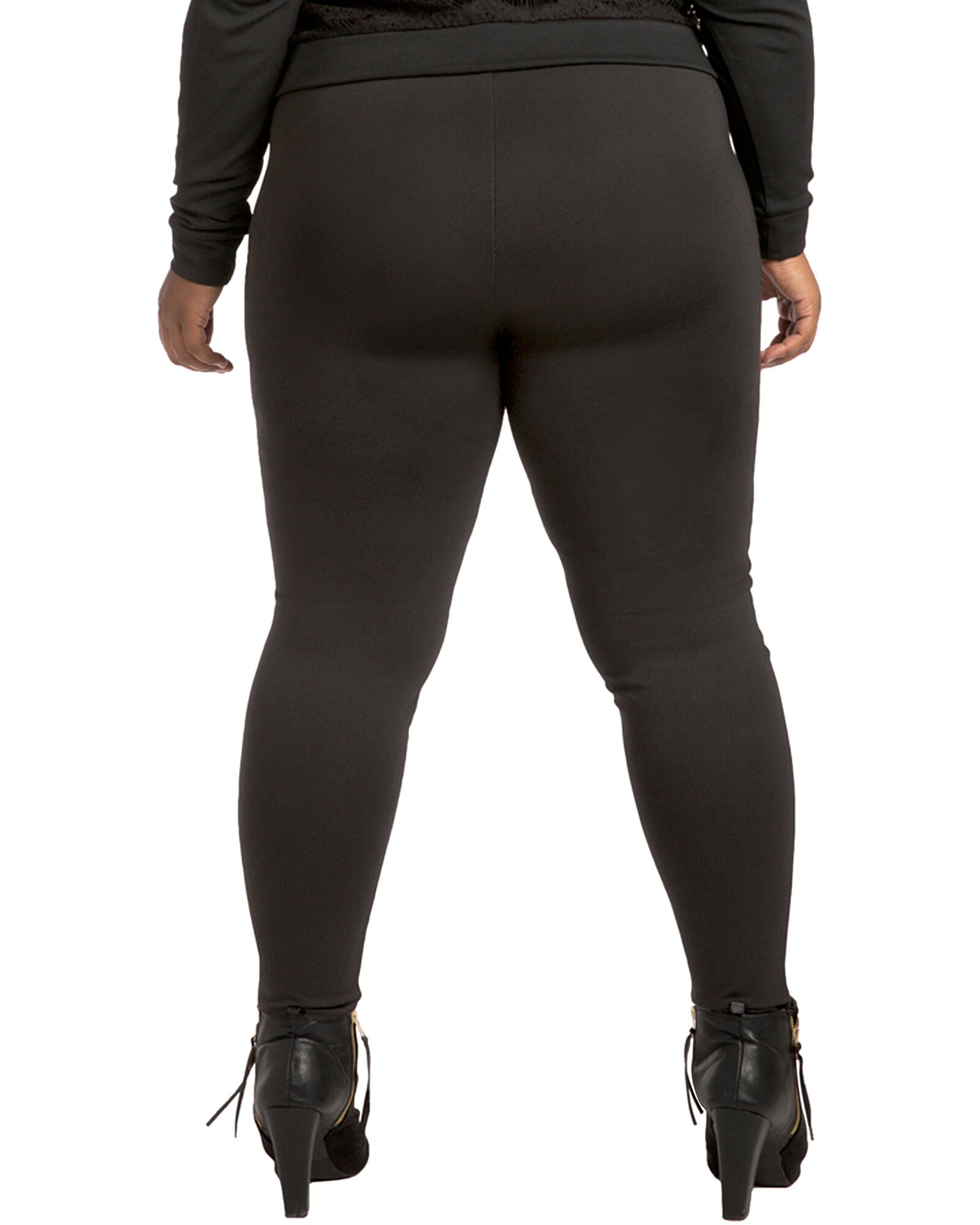 Janet Black Pull On Ponte Leggings with Lace Insert, , alternate image number 6