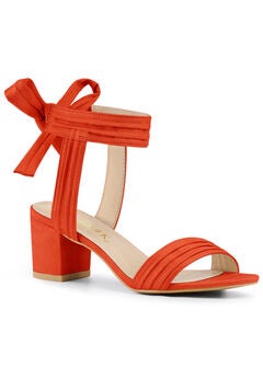 Open Toe Ankle Tie Back Block Heels Sandals