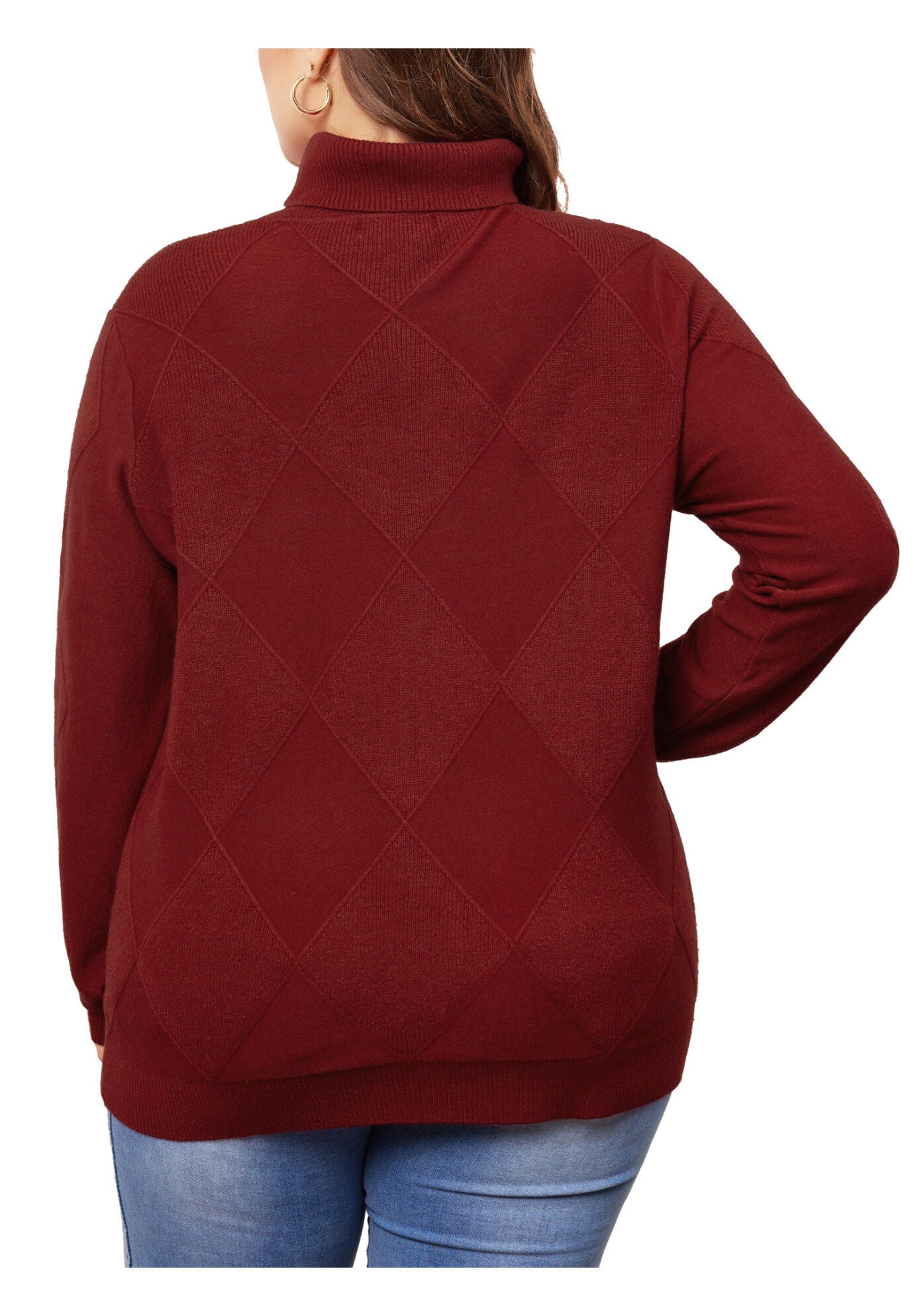 Lightweight Long Sleeve Turtleneck Pullover Sweater, Burgundy / Red, alternate image number 3