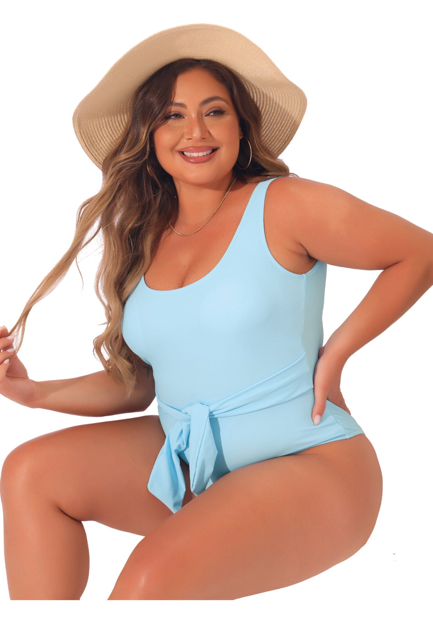 Bikini Swimsuit Flattering High Waisted, Blue / Dusty Blue, hi-res image number 0