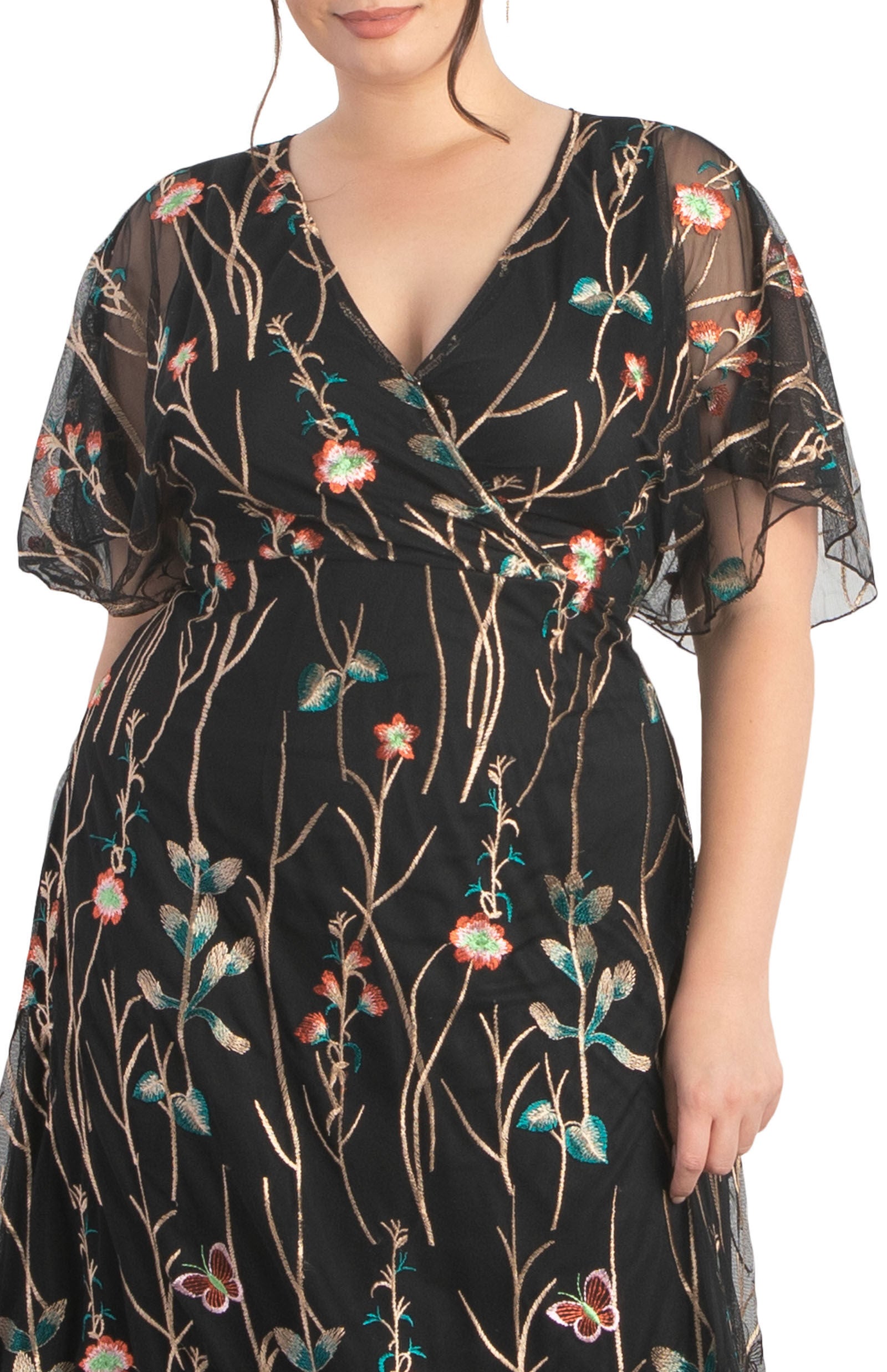 Embroidered Elegance Evening Gown, ONYX / Black, alternate image number 4