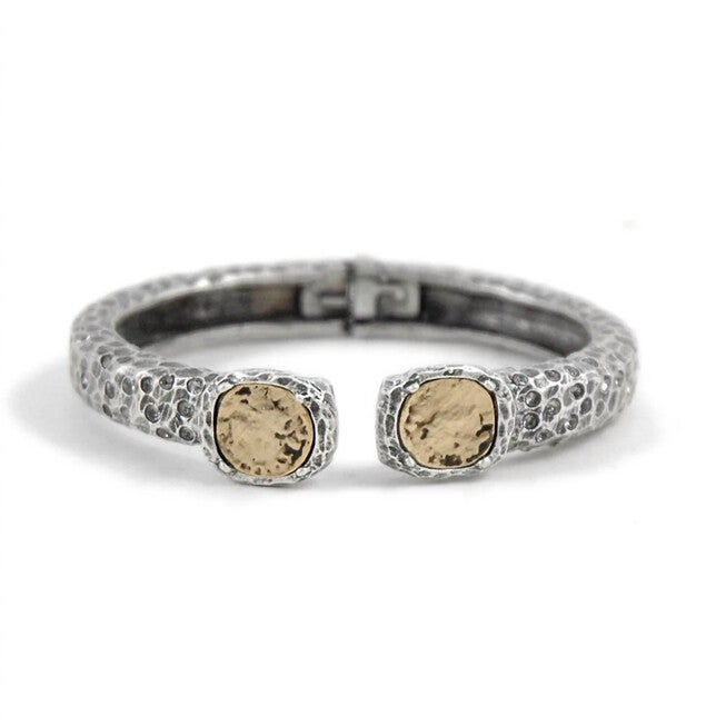 VINTAGE SILVER TUSCANY DOUBLE COIN BANGLE IN SILVER/GOLD, SilverGold / Silver, hi-res image number null