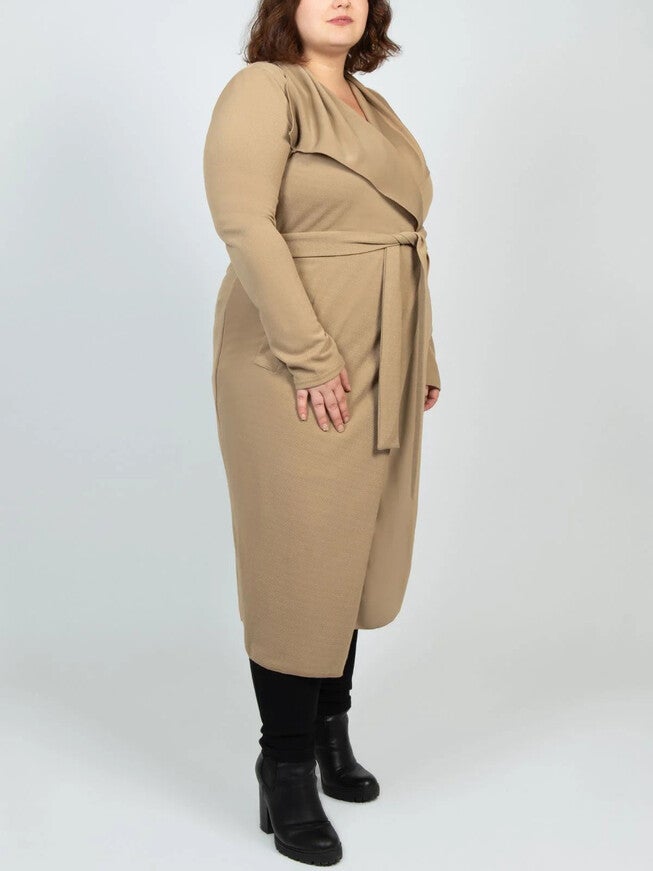 Evelyn Lux Soft Knit Long Cardigan, Beige / Beige, alternate image number null