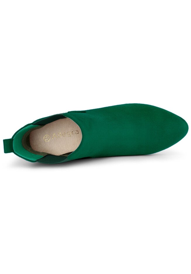 ROUND TOE CHUNKY HEEL CHELSEA ANKLE BOOTS, Emerald Green / Forest Green, alternate image number 3