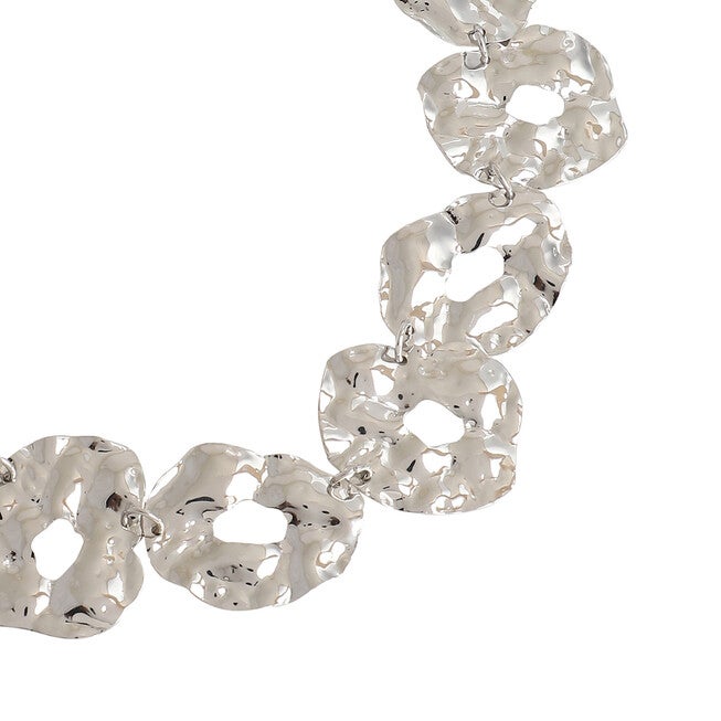 SOHI Women's Dented Halo Statement Necklace, Silver / Silver, alternate image number 3