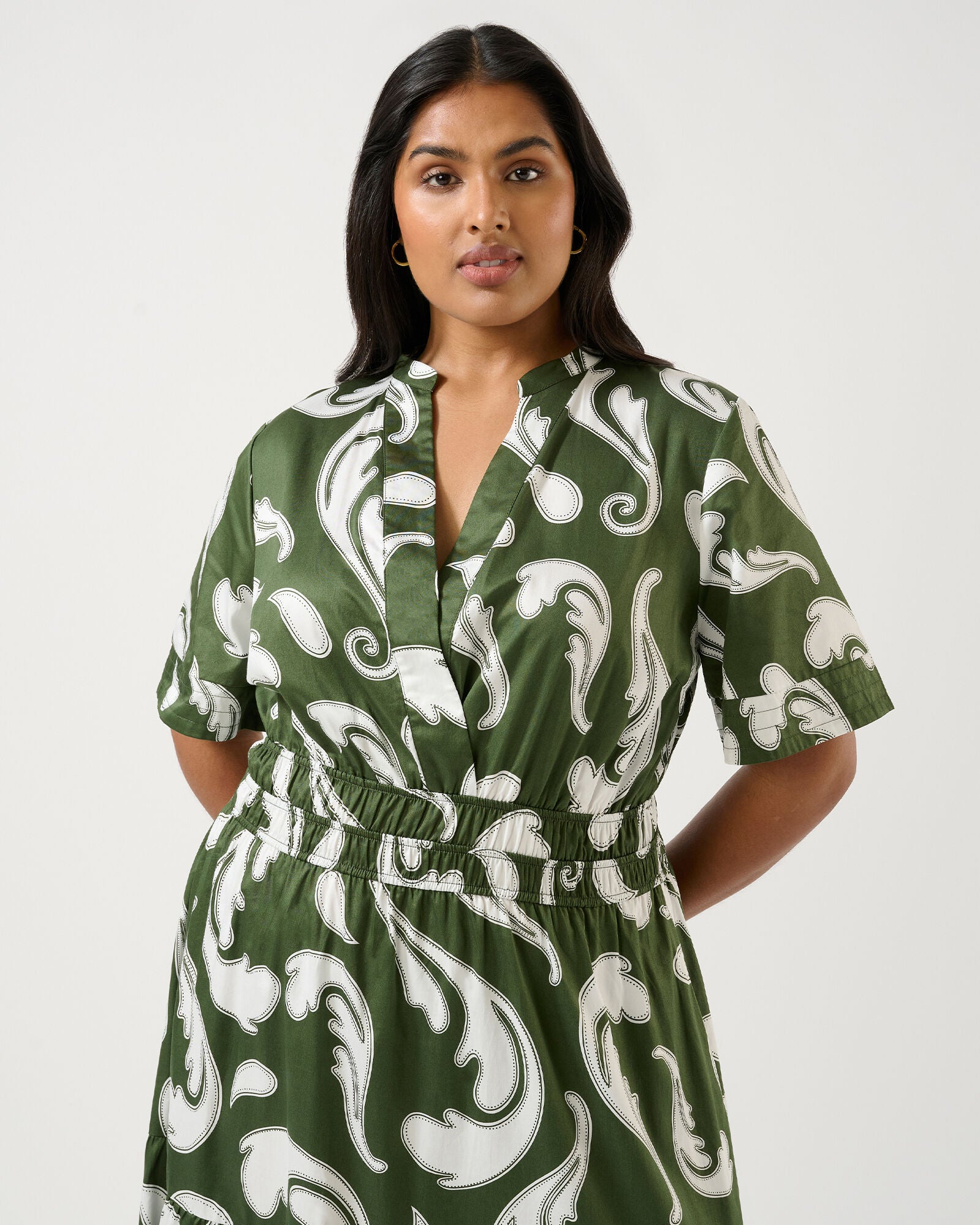 Sandswept short sleeve Midi Dress, Print / Kelly Green, alternate image number 2
