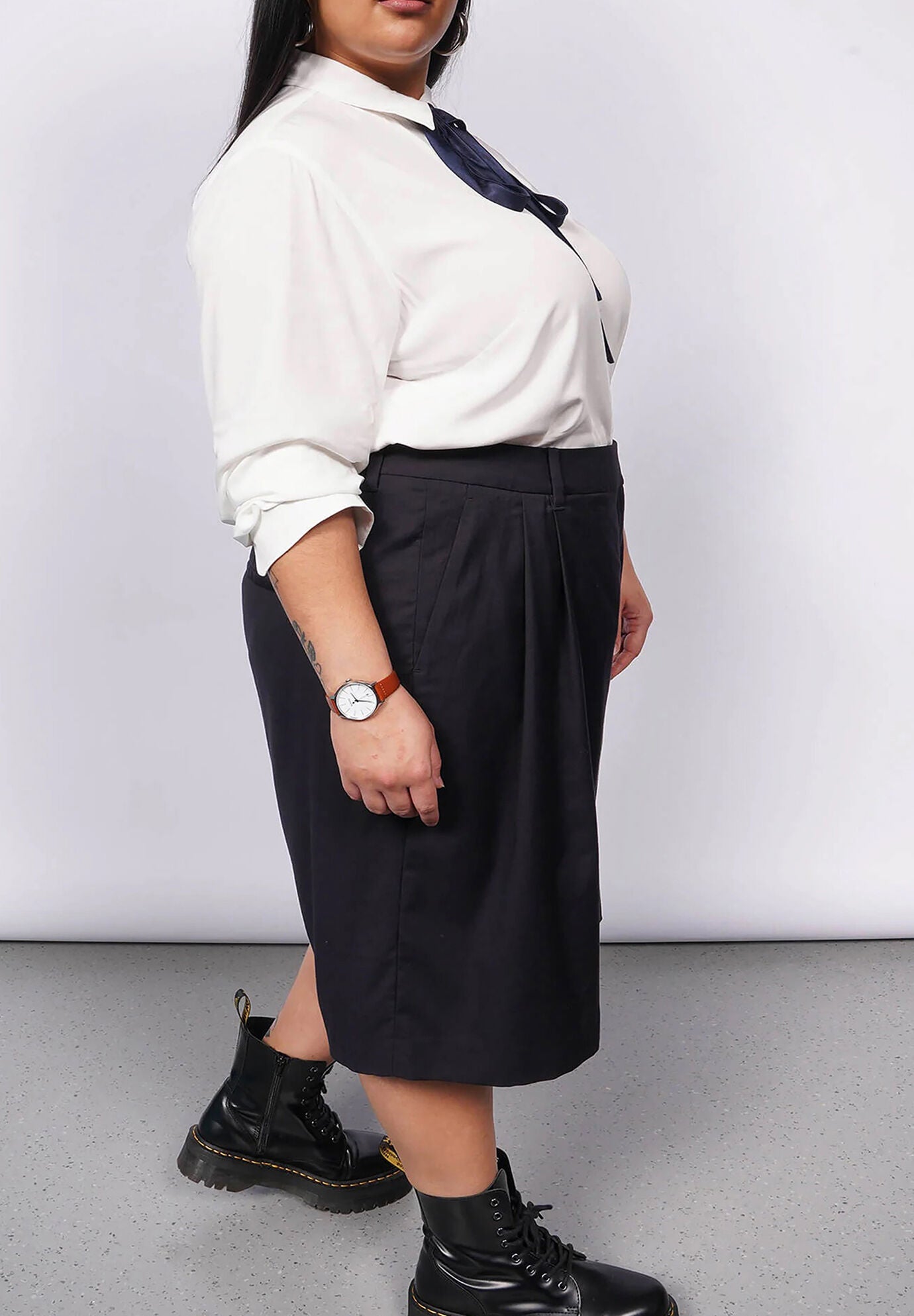 The Empower Long Sleeve Bow Button Up, WHITENAVY / White, alternate image number 1