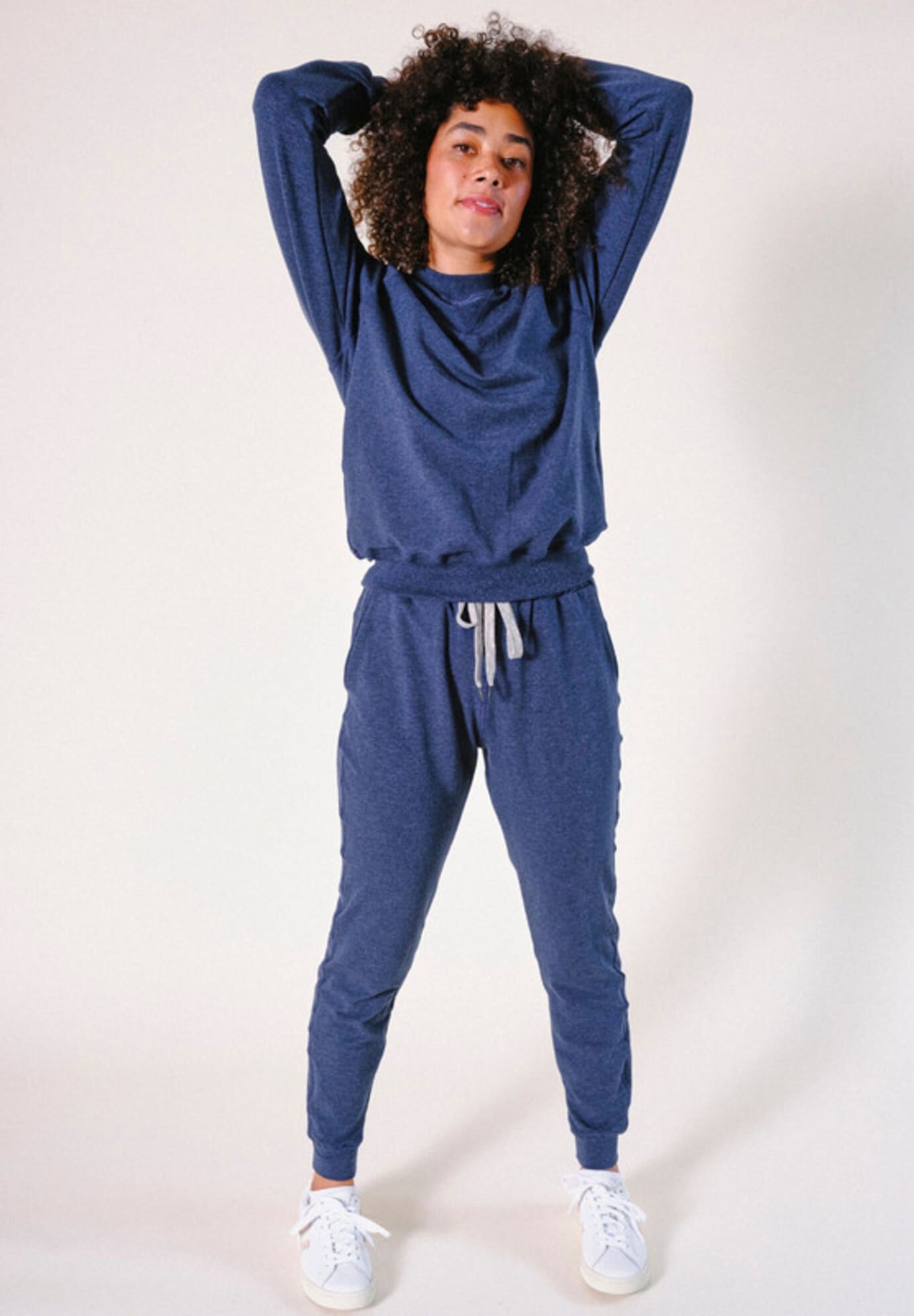 Plus Agnes Organic Cotton + Tencel Jogger Pant, Heather Lake / Dusty Blue, alternate image number 3