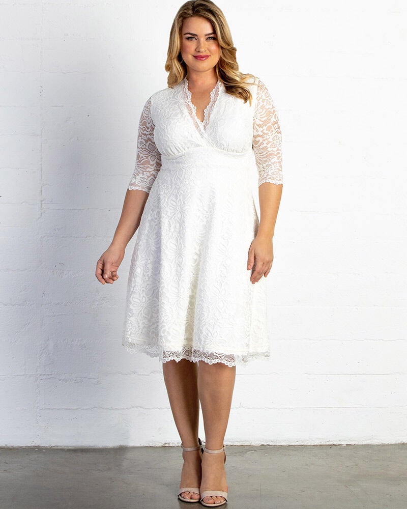 knee length dresses for ladies Scalloped Boudoir Lace Short Dress main image 1
