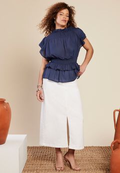 Mockneck Ruffle Blouse
