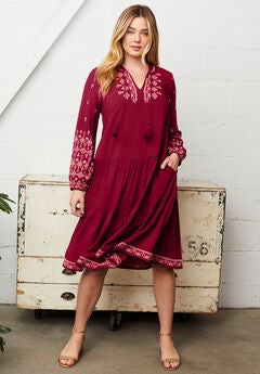 Coraline Embroidered Peasant Dress