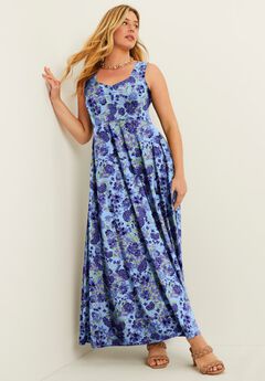 Plus Size Blue Fit And Flare Dress